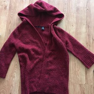 Red sweater with hood